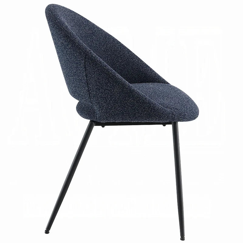 Ensemble de 2 chaises de salle à manger Laus, en boucle noire, avec une élégante structure en métal noir.