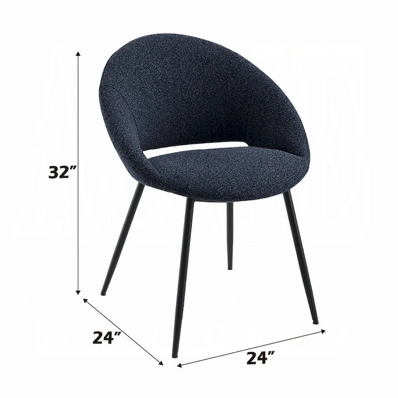 Ensemble de 2 chaises de salle à manger Laus, en boucle noire, avec une élégante structure en métal noir.
