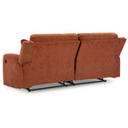 Canapé inclinable manuel Genna, polyester orange épicé, 2 coussins, 221 cm (87 pouces)