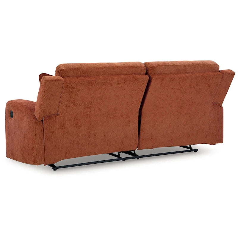 Canapé inclinable manuel Genna, polyester orange épicé, 2 coussins, 221 cm (87 pouces)