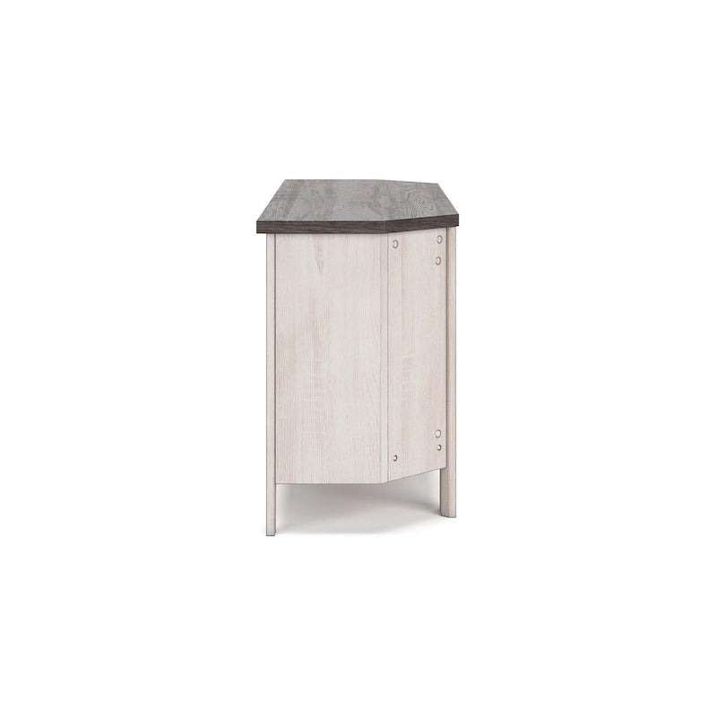 Meuble TV d'angle Elia, 4 étagères, gris, blanc rustique, 122 cm (48 pouces)