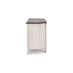 Meuble TV d'angle Elia, 4 étagères, gris, blanc rustique, 122 cm (48 pouces)