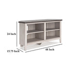 Meuble TV d'angle Elia, 4 étagères, gris, blanc rustique, 122 cm (48 pouces)