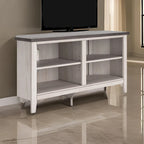 Meuble TV d'angle Elia, 4 étagères, gris, blanc rustique, 122 cm (48 pouces)
