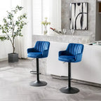 Ensemble de 2 tabourets de bar pivotants sans accoudoirs avec repose-pieds et réglables en hauteur, pour îlot de cuisine avec dossier.