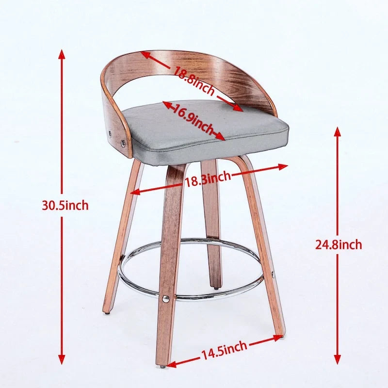 Ensemble de 2 tabourets de bar à hauteur de comptoir, chaises de salle à manger avec assise rembourrée, tabouret de cuisine avec repose-pieds et dossier bas