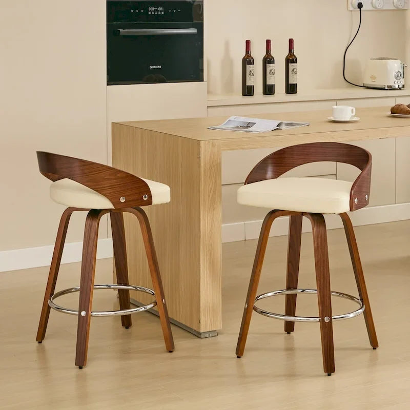Ensemble de 2 tabourets de bar à hauteur de comptoir, chaises de salle à manger avec assise rembourrée, tabouret de cuisine avec repose-pieds et dossier bas