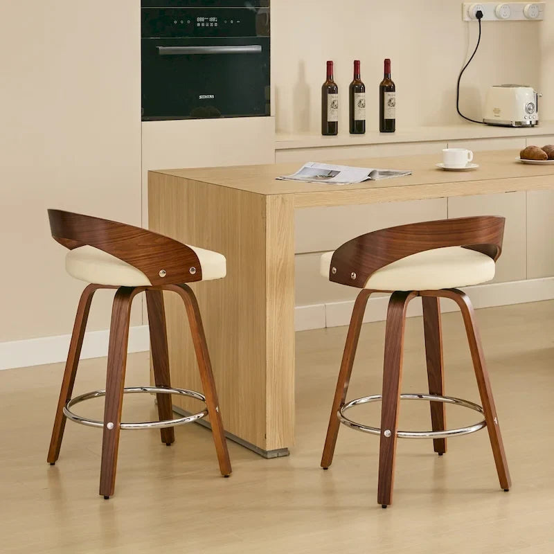 Ensemble de 2 tabourets de bar à hauteur de comptoir, chaises de salle à manger avec assise rembourrée, tabouret de cuisine avec repose-pieds et dossier bas