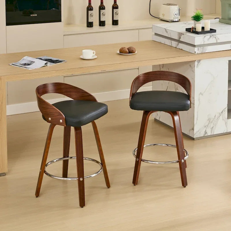 Ensemble de 2 tabourets de bar à hauteur de comptoir, chaises de salle à manger avec assise rembourrée, tabouret de cuisine avec repose-pieds et dossier bas