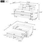 Canapé-lit gigogne Roomfitters 2 places convertible avec coussins décoratifs et ports USB, canapé-lit moderne, beige