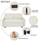 Canapé-lit gigogne Roomfitters 2 places convertible avec coussins décoratifs et ports USB, canapé-lit moderne, beige