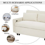 Canapé-lit gigogne Roomfitters 2 places convertible avec coussins décoratifs et ports USB, canapé-lit moderne, beige