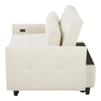 Canapé-lit gigogne Roomfitters 2 places convertible avec coussins décoratifs et ports USB, canapé-lit moderne, beige