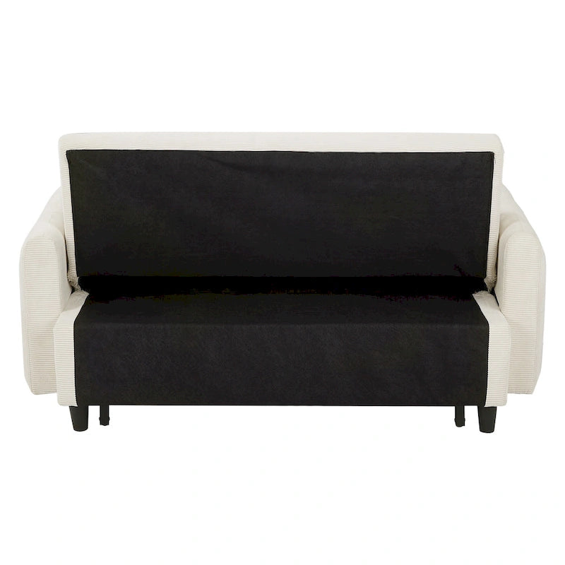 Canapé-lit gigogne Roomfitters 2 places convertible avec coussins décoratifs et ports USB, canapé-lit moderne, beige