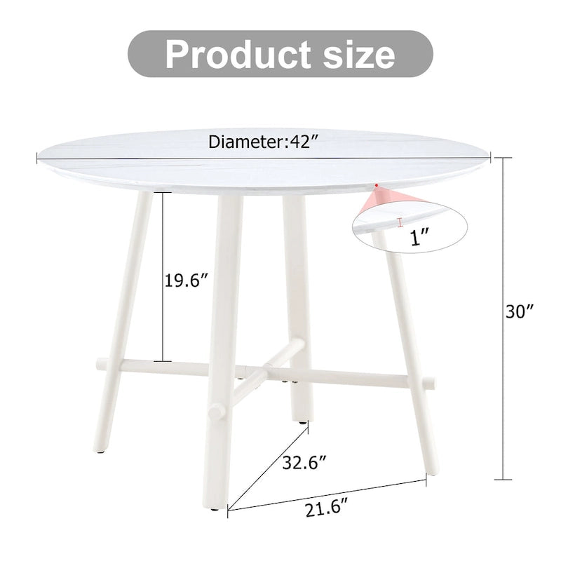 Table de salle à manger ronde moderne et minimaliste de 42 pouces