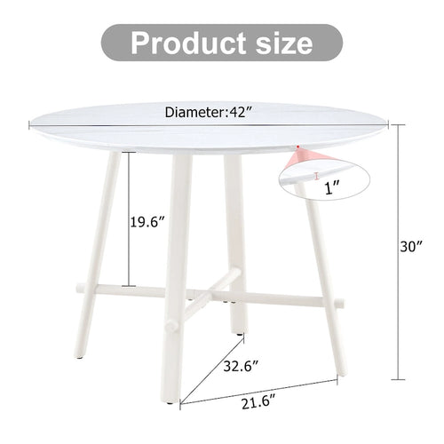 Table de salle à manger ronde moderne et minimaliste de 42 pouces