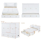 Lit escamotable en bois Queen Size avec module de port USB et tiroir