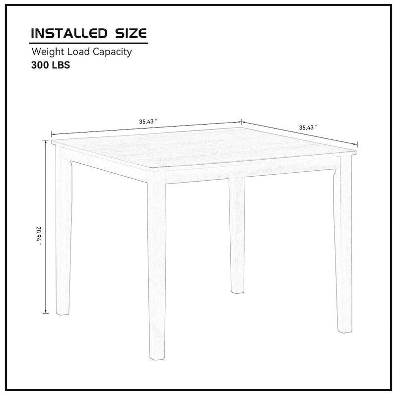 Ensemble table et chaises pour coin repas dans la cuisine : table carrée en bois avec 4 chaises rembourrées.