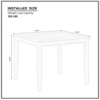 Ensemble table et chaises pour coin repas dans la cuisine : table carrée en bois avec 4 chaises rembourrées.