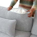 Canapé d'angle minimaliste en lin, garni de duvet, canapé nuage, canapé profond en forme de U avec coussins