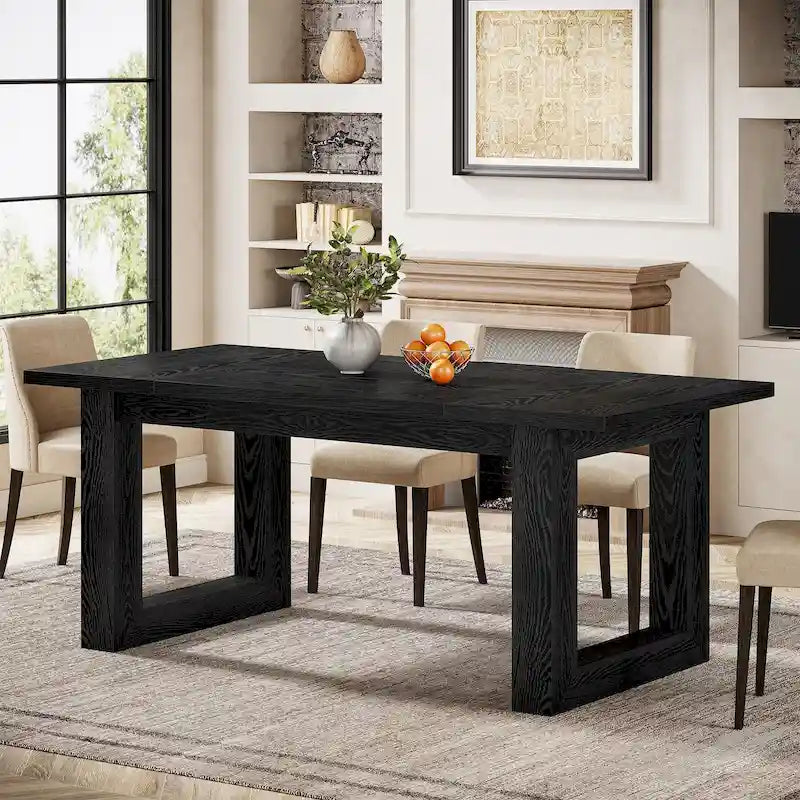 Table de salle à manger rectangulaire en bois de style campagnard de 160 cm (63 pouces) pour 4 à 6 personnes