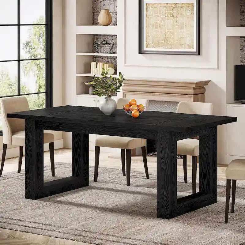 Table de salle à manger rectangulaire en bois de style campagnard de 160 cm (63 pouces) pour 4 à 6 personnes