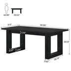 Table de salle à manger rectangulaire en bois de style campagnard de 160 cm (63 pouces) pour 4 à 6 personnes