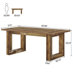 Table de salle à manger rectangulaire en bois de style campagnard de 160 cm (63 pouces) pour 4 à 6 personnes