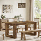 Table de salle à manger rectangulaire en bois de style campagnard de 160 cm (63 pouces) pour 4 à 6 personnes