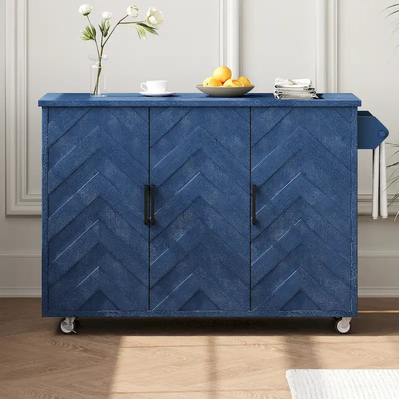Îlot de cuisine de 51,2 cm de large avec abattant, style campagnard, sur roulettes avec étagère de rangement intégrée. Chariot de cuisine roulant.