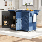 Îlot de cuisine de 51,2 cm de large avec abattant, style campagnard, sur roulettes avec étagère de rangement intégrée. Chariot de cuisine roulant.