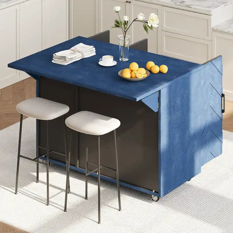 Îlot de cuisine de 51,2 cm de large avec abattant, style campagnard, sur roulettes avec étagère de rangement intégrée. Chariot de cuisine roulant.