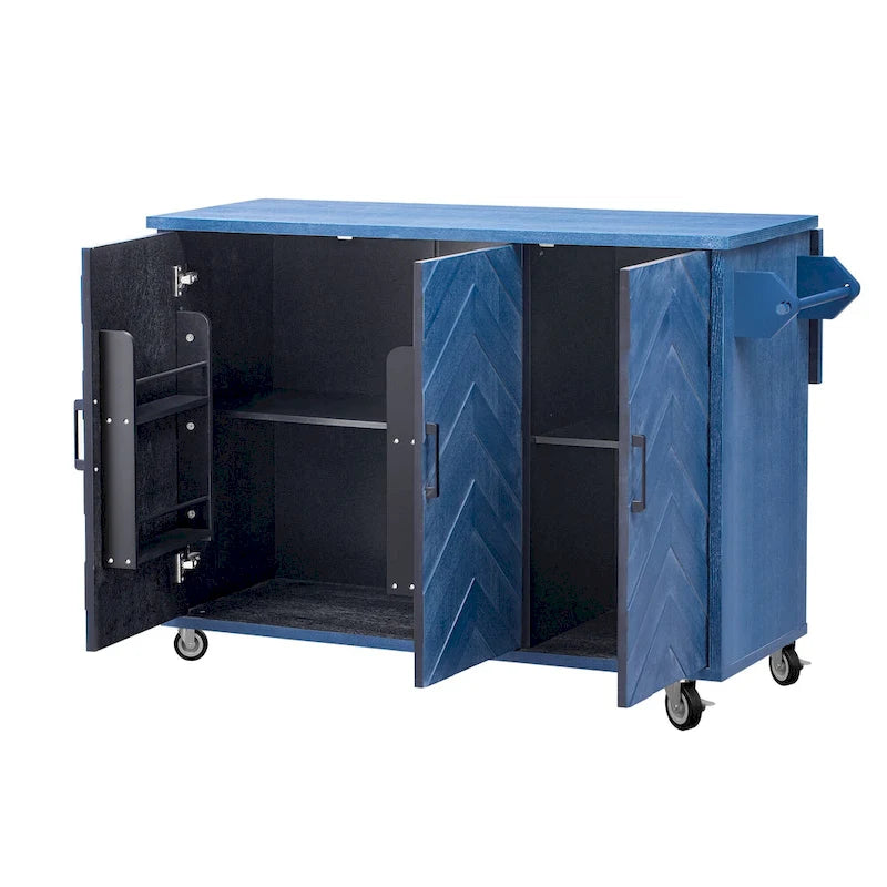 Îlot de cuisine de 51,2 cm de large avec abattant, style campagnard, sur roulettes avec étagère de rangement intégrée. Chariot de cuisine roulant.