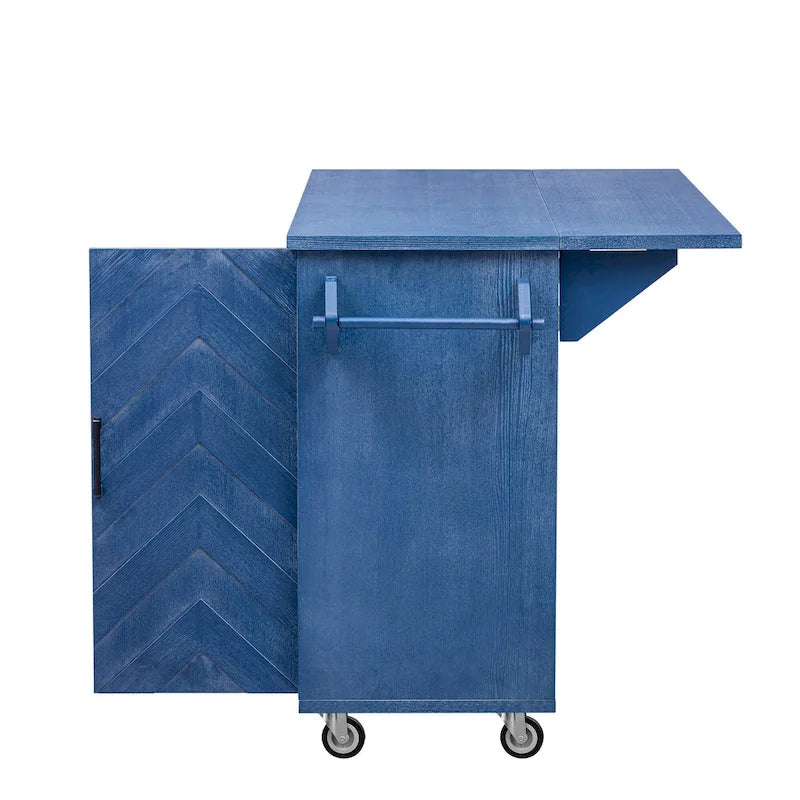 Îlot de cuisine de 51,2 cm de large avec abattant, style campagnard, sur roulettes avec étagère de rangement intégrée. Chariot de cuisine roulant.