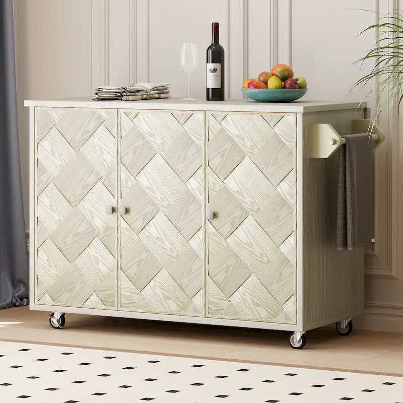 Îlot de cuisine de 51,2 cm de large avec abattant, style campagnard, sur roulettes avec étagère de rangement intégrée. Chariot de cuisine roulant.