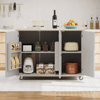 Îlot de cuisine de 51,2 cm de large avec abattant, style campagnard, sur roulettes avec étagère de rangement intégrée. Chariot de cuisine roulant.
