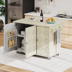 Îlot de cuisine de 51,2 cm de large avec abattant, style campagnard, sur roulettes avec étagère de rangement intégrée. Chariot de cuisine roulant.
