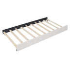 Lit plateforme capitonné en lin, tête de lit à lignes verticales ornée de clous décoratifs, cadre de lit en panneaux de bois, 2 tiroirs et lit gigogne