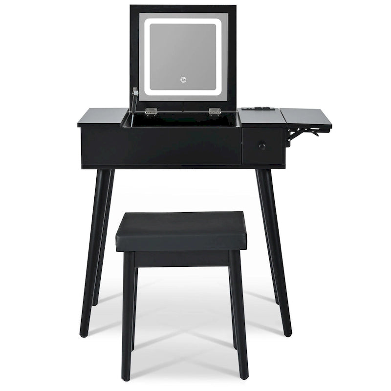 Coiffeuse 27,9 cm avec miroir rabattable et éclairage LED