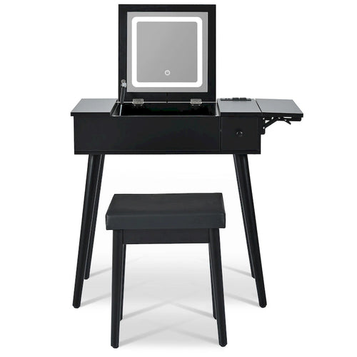 Coiffeuse 27,9 cm avec miroir rabattable et éclairage LED
