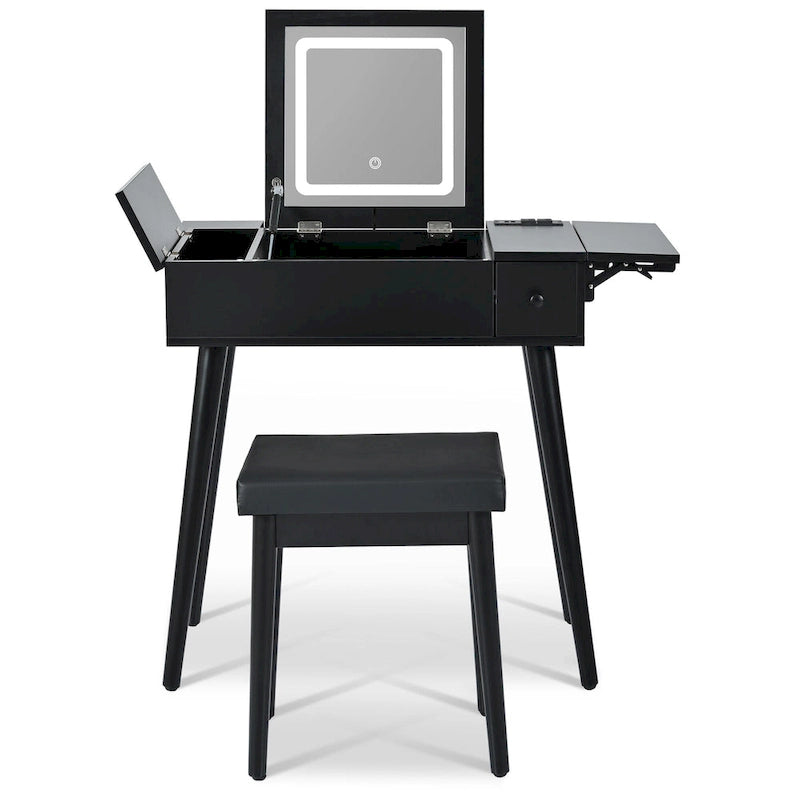 Coiffeuse 27,9 cm avec miroir rabattable et éclairage LED