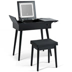 Coiffeuse 27,9 cm avec miroir rabattable et éclairage LED
