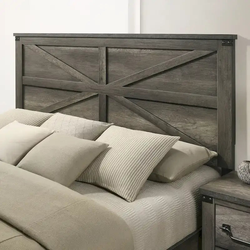 Lit rustique Vraif Farmhouse en bois gris avec panneaux en bois gris, de Furniture of America