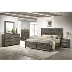 Lit rustique Vraif Farmhouse en bois gris avec panneaux en bois gris, de Furniture of America