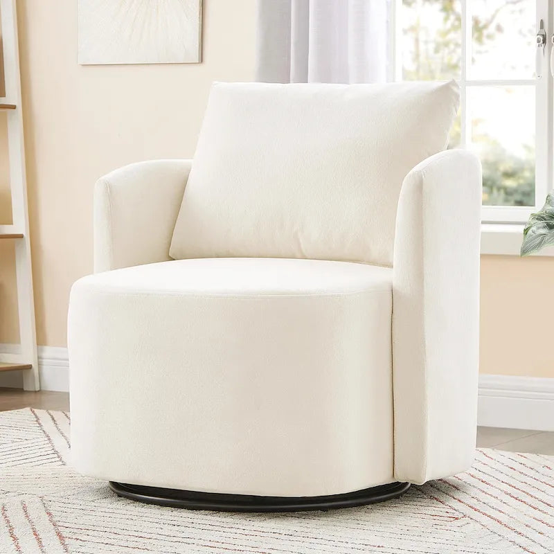 Fauteuil pivotant à 360°, fauteuil d'appoint tonneau de 29,9 pouces, fauteuil-canapé pivotant rembourré au design incurvé