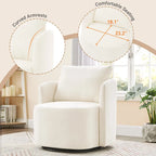 Fauteuil pivotant à 360°, fauteuil d'appoint tonneau de 29,9 pouces, fauteuil-canapé pivotant rembourré au design incurvé
