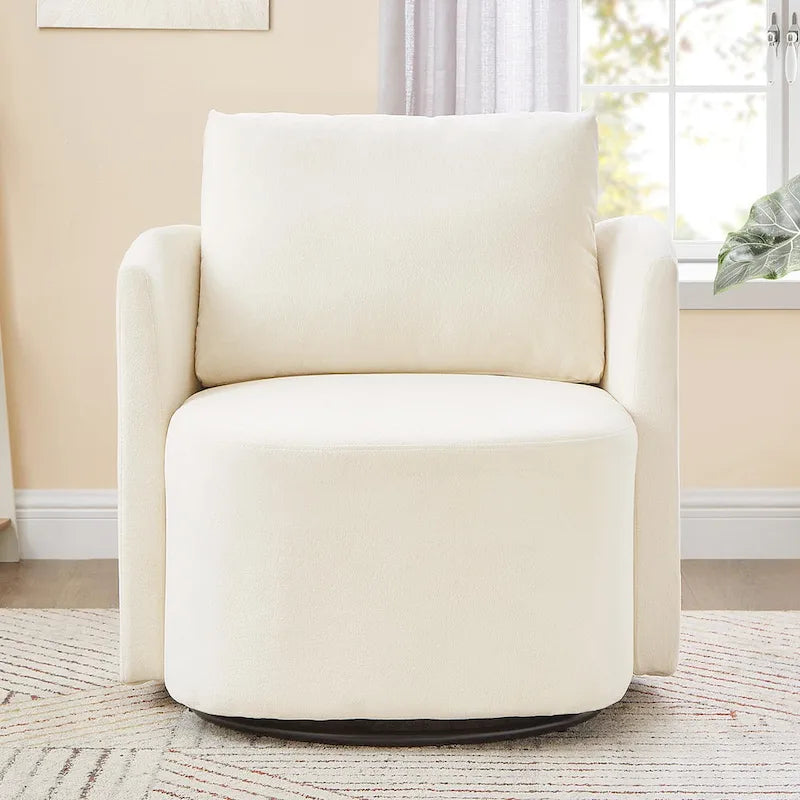 Fauteuil pivotant à 360°, fauteuil d'appoint tonneau de 29,9 pouces, fauteuil-canapé pivotant rembourré au design incurvé