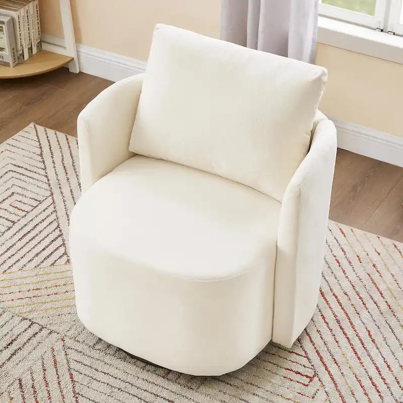 Fauteuil pivotant à 360°, fauteuil d'appoint tonneau de 29,9 pouces, fauteuil-canapé pivotant rembourré au design incurvé