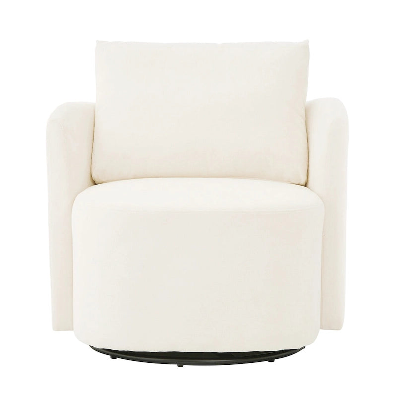 Fauteuil pivotant à 360°, fauteuil d'appoint tonneau de 29,9 pouces, fauteuil-canapé pivotant rembourré au design incurvé