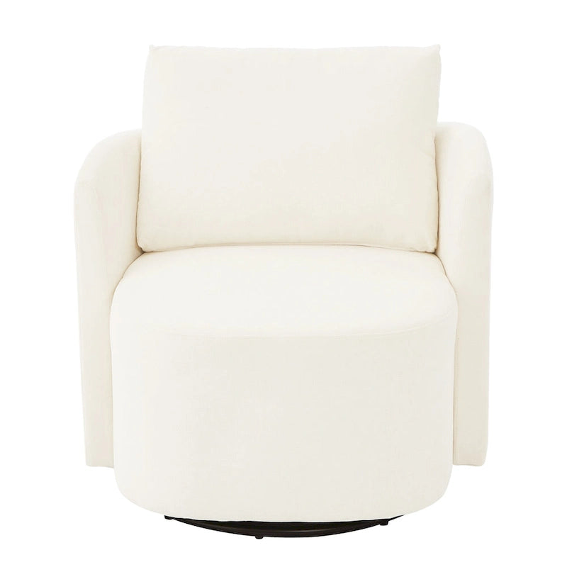 Fauteuil pivotant à 360°, fauteuil d'appoint tonneau de 29,9 pouces, fauteuil-canapé pivotant rembourré au design incurvé